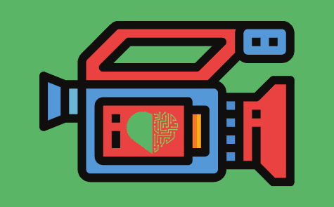 Image of a digital video camera with a heart in it to give the impression of video marketing we love