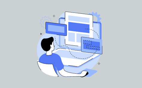 An image of a person in front of multiple computer screens to give the impression of Contextual Advertising