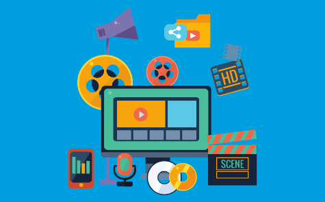 Image of multiple elements that comprise video production