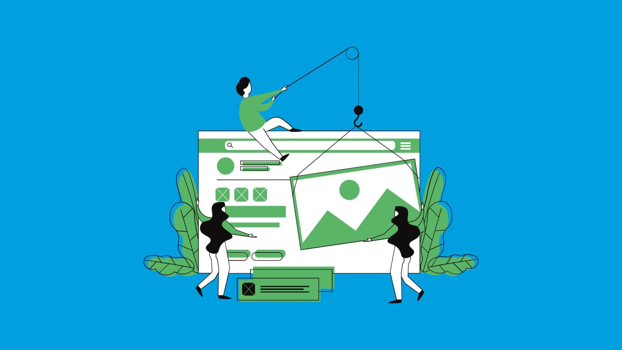 This is a blue photo with a green and white digital illustration meant to represent multivariate testing.