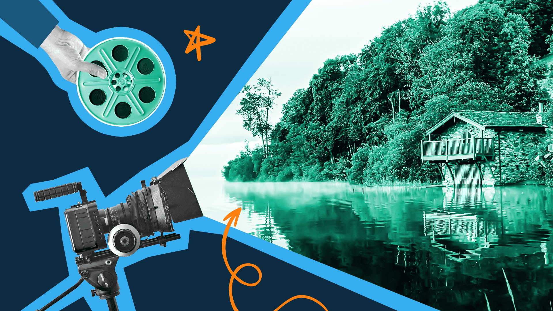 This image features a camera recording an outdoor scene, showcasing an example of B-roll to answer the question of what is B-roll?