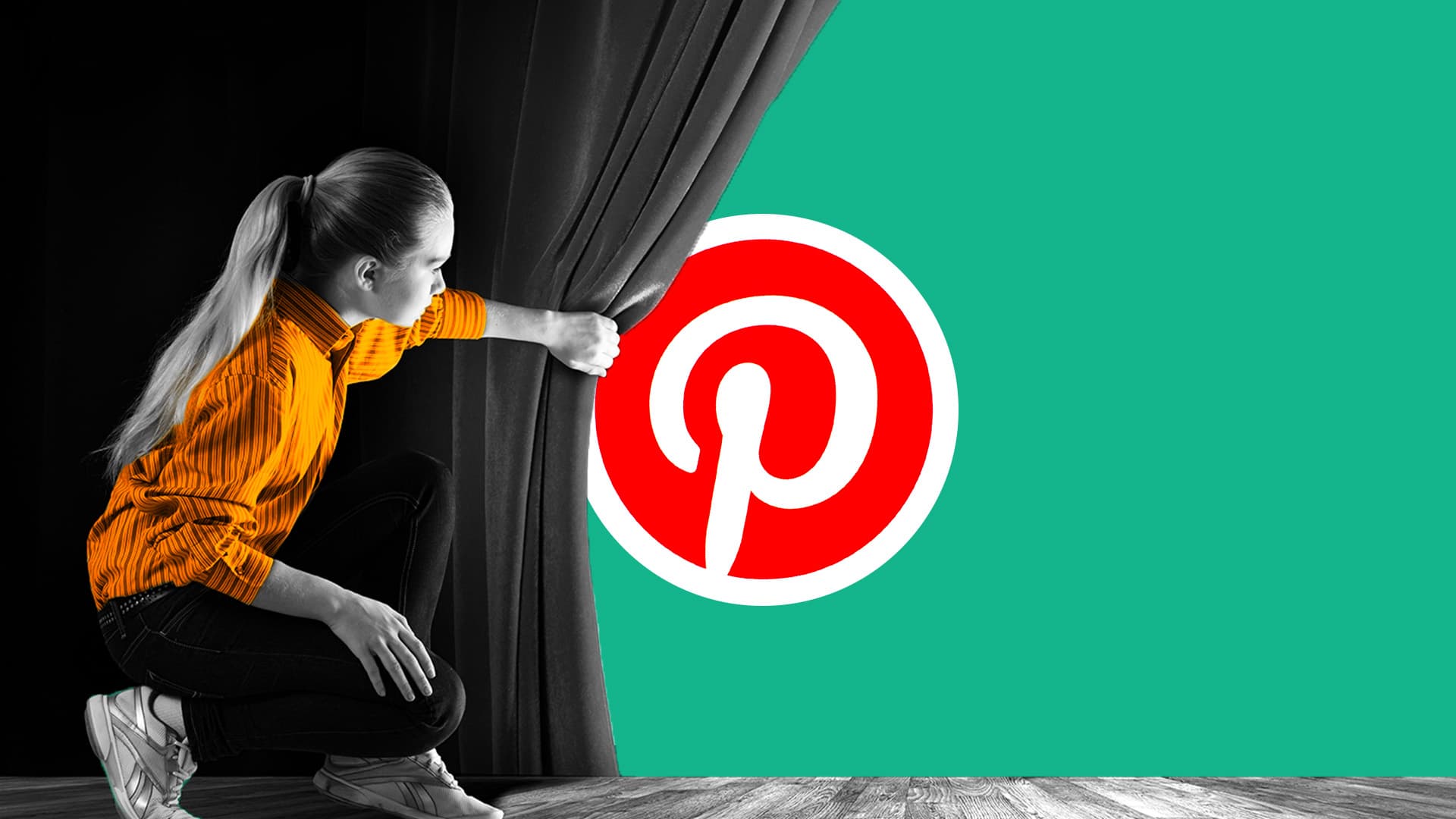 This blog features a person on a stage. They are pulling back the curtain, which reveals the Pinterest logo. This image represents Pinterest Predictions.